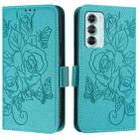 For Motorola Edge S30 / Moto G200 5G Embossed Rose RFID Anti-theft Leather Phone Case(Light Blue) - 2