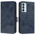 For Motorola Edge S30 / Moto G200 5G Embossed Rose RFID Anti-theft Leather Phone Case(Dark Blue) - 2