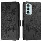 For Motorola Edge S30 / Moto G200 5G Embossed Rose RFID Anti-theft Leather Phone Case(Black) - 2