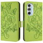 For Motorola Edge X30 5G / 30 Pro Embossed Rose RFID Anti-theft Leather Phone Case(Green) - 2