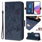 For Motorola Edge X30 5G / 30 Pro Embossed Rose RFID Anti-theft Leather Phone Case(Dark Blue) - 1