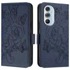 For Motorola Edge X30 5G / 30 Pro Embossed Rose RFID Anti-theft Leather Phone Case(Dark Blue) - 2