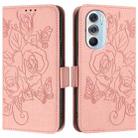 For Motorola Edge+ 2022 Embossed Rose RFID Anti-theft Leather Phone Case(Pink) - 2