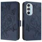 For Motorola Edge+ 2022 Embossed Rose RFID Anti-theft Leather Phone Case(Dark Blue) - 2