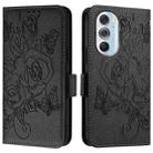 For Motorola Edge+ 2022 Embossed Rose RFID Anti-theft Leather Phone Case(Black) - 2