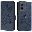 For Motorola Edge 5G 2024 Embossed Rose RFID Anti-theft Leather Phone Case(Dark Blue) - 2