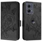 For Motorola Edge 5G 2024 Embossed Rose RFID Anti-theft Leather Phone Case(Black) - 2