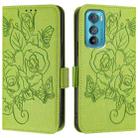 For Motorola Edge 30 Embossed Rose RFID Anti-theft Leather Phone Case(Green) - 2