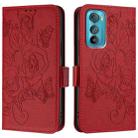 For Motorola Edge 30 Embossed Rose RFID Anti-theft Leather Phone Case(Red) - 2