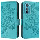 For Motorola Edge 30 Embossed Rose RFID Anti-theft Leather Phone Case(Light Blue) - 2