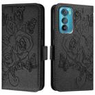 For Motorola Edge 30 Embossed Rose RFID Anti-theft Leather Phone Case(Black) - 2