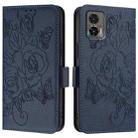 For Motorola Edge 30 Neo Embossed Rose RFID Anti-theft Leather Phone Case(Dark Blue) - 2