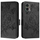 For Motorola Edge 30 Neo Embossed Rose RFID Anti-theft Leather Phone Case(Black) - 2