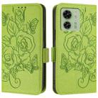 For Motorola Edge 40 5G Embossed Rose RFID Anti-theft Leather Phone Case(Green) - 2