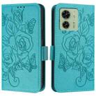 For Motorola Edge 40 5G Embossed Rose RFID Anti-theft Leather Phone Case(Light Blue) - 2