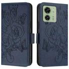 For Motorola Edge 40 5G Embossed Rose RFID Anti-theft Leather Phone Case(Dark Blue) - 2