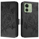 For Motorola Edge 40 5G Embossed Rose RFID Anti-theft Leather Phone Case(Black) - 2