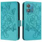 For Motorola Edge 40 Neo 5G Embossed Rose RFID Anti-theft Leather Phone Case(Light Blue) - 2