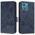 For Motorola Edge 40 Neo 5G Embossed Rose RFID Anti-theft Leather Phone Case(Dark Blue) - 2