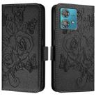 For Motorola Edge 40 Neo 5G Embossed Rose RFID Anti-theft Leather Phone Case(Black) - 2