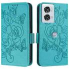 For Motorola Edge 50 Fusion Embossed Rose RFID Anti-theft Leather Phone Case(Light Blue) - 2