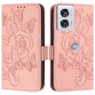 For Motorola Edge 50 Fusion Embossed Rose RFID Anti-theft Leather Phone Case(Pink) - 2