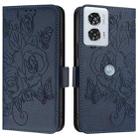 For Motorola Edge 50 Fusion Embossed Rose RFID Anti-theft Leather Phone Case(Dark Blue) - 2