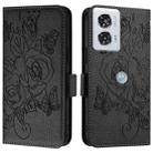 For Motorola Edge 50 Fusion Embossed Rose RFID Anti-theft Leather Phone Case(Black) - 2