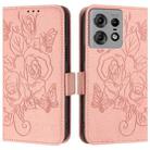 For Motorola Edge 50 Pro Embossed Rose RFID Anti-theft Leather Phone Case(Pink) - 2