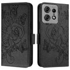 For Motorola Edge 50 Pro Embossed Rose RFID Anti-theft Leather Phone Case(Black) - 2