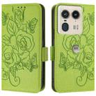 For Motorola Edge 50 Ultra Embossed Rose RFID Anti-theft Leather Phone Case(Green) - 2