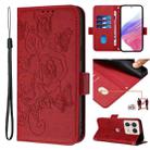 For Motorola Edge 50 Ultra Embossed Rose RFID Anti-theft Leather Phone Case(Red) - 1