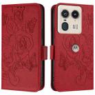 For Motorola Edge 50 Ultra Embossed Rose RFID Anti-theft Leather Phone Case(Red) - 2