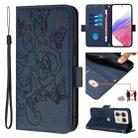 For Motorola Edge 50 Ultra Embossed Rose RFID Anti-theft Leather Phone Case(Dark Blue) - 1