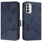 For Motorola Moto G 5G 2022 Embossed Rose RFID Anti-theft Leather Phone Case(Dark Blue) - 2