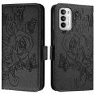 For Motorola Moto G 5G 2022 Embossed Rose RFID Anti-theft Leather Phone Case(Black) - 2