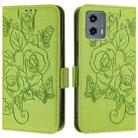 For Motorola Moto G 5G 2023 Embossed Rose RFID Anti-theft Leather Phone Case(Green) - 2