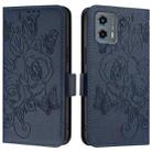 For Motorola Moto G 5G 2023 Embossed Rose RFID Anti-theft Leather Phone Case(Dark Blue) - 2