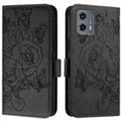 For Motorola Moto G 5G 2023 Embossed Rose RFID Anti-theft Leather Phone Case(Black) - 2