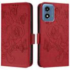 For Motorola Moto G Play 4G 2024 Embossed Rose RFID Anti-theft Leather Phone Case(Red) - 2