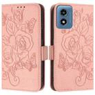 For Motorola Moto G Play 4G 2024 Embossed Rose RFID Anti-theft Leather Phone Case(Pink) - 2