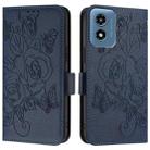 For Motorola Moto G Play 4G 2024 Embossed Rose RFID Anti-theft Leather Phone Case(Dark Blue) - 2