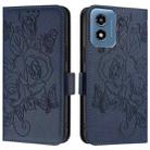 For Motorola Moto G Play 5G / G 5G 2024 Embossed Rose RFID Anti-theft Leather Phone Case(Dark Blue) - 2