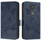 For Motorola Moto G Play 2021 Embossed Rose RFID Anti-theft Leather Phone Case(Dark Blue) - 2