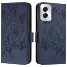 For Motorola Moto G Power 5G 2024 Embossed Rose RFID Anti-theft Leather Phone Case(Dark Blue) - 2