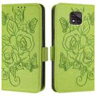 For Motorola Moto G Power 2021 Embossed Rose RFID Anti-theft Leather Phone Case(Green) - 2