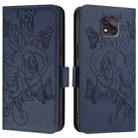 For Motorola Moto G Power 2021 Embossed Rose RFID Anti-theft Leather Phone Case(Dark Blue) - 2