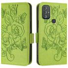 For Motorola Moto G Power 2022 Embossed Rose RFID Anti-theft Leather Phone Case(Green) - 2