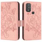 For Motorola Moto G Power 2022 Embossed Rose RFID Anti-theft Leather Phone Case(Pink) - 2