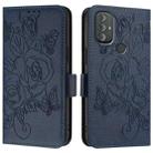 For Motorola Moto G Power 2022 Embossed Rose RFID Anti-theft Leather Phone Case(Dark Blue) - 2